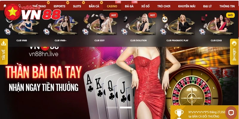 Thanh toán nhanh chóng khi tham gia sảnh casino Vn88