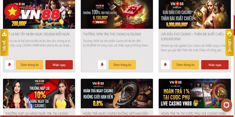 Ưu điểm khi nhận khuyến mãi Casino tại Vn88